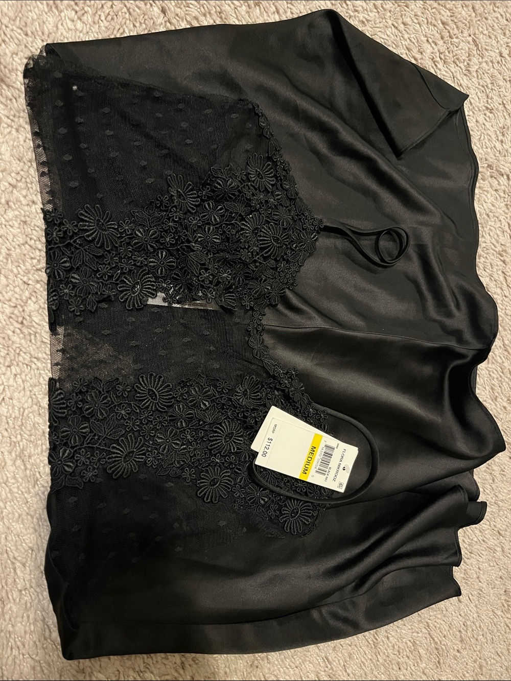 {NWT} Flora Nikrooz from Nordstrom Black Silky Showstopper Chemise - Picture 9 of 9